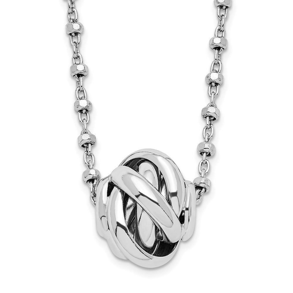 925 Sterling Silver Rhodium-Plated Polished Love Knot DC Chain Necklace 136$